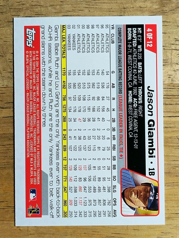 2004 National Trading Card Day #T4 Jason Giambi
