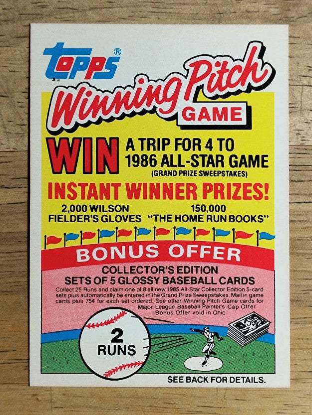 1985 Topps Winning Pitch #NNO 2 Runs Red Bonus