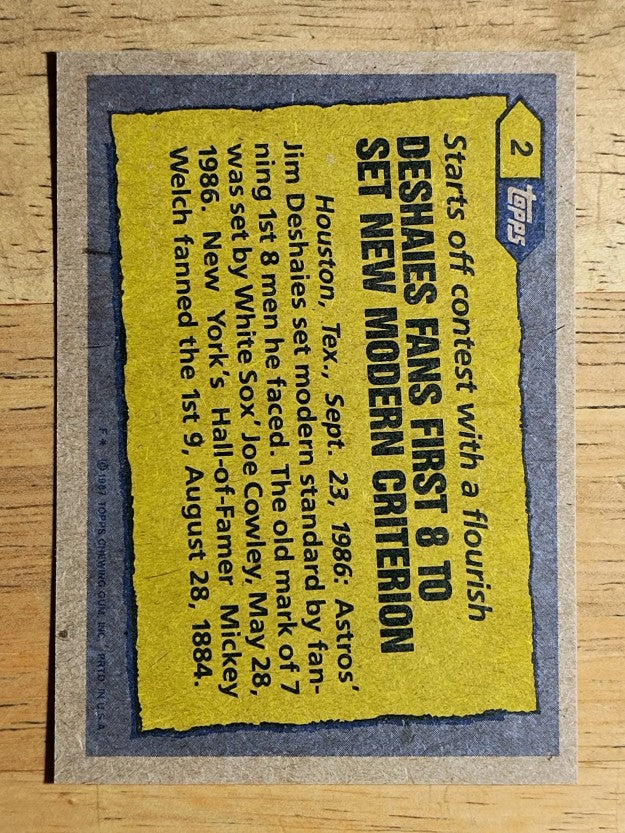 1987 Topps #2 Jim Deshaies RB