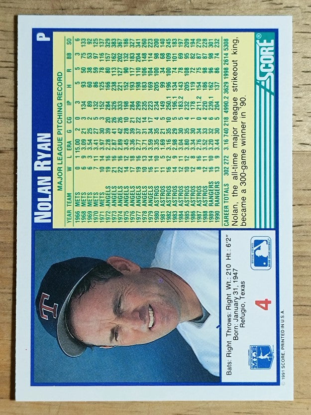 1991 Score #4 Nolan Ryan