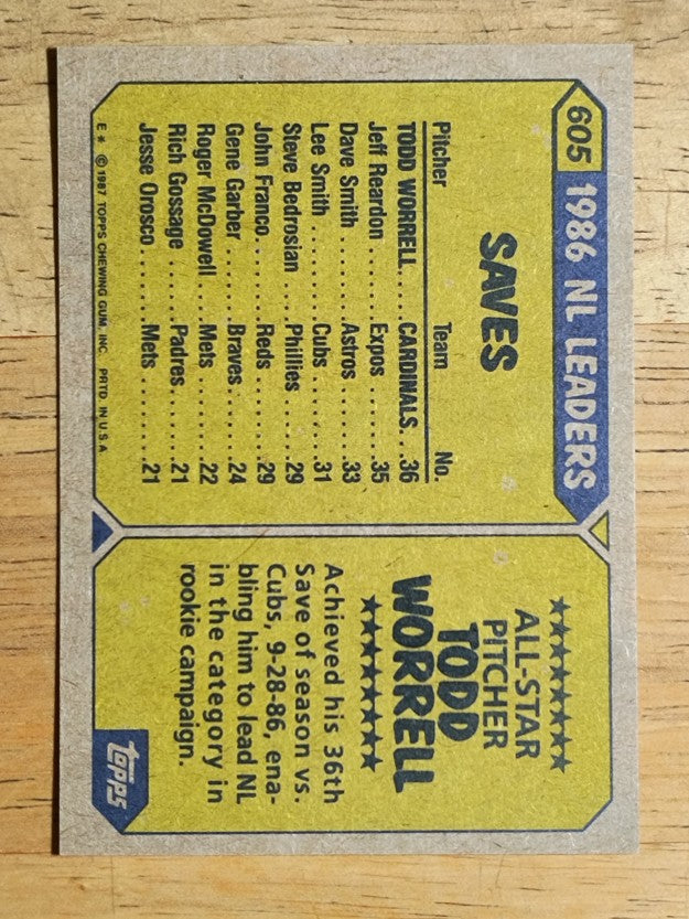 1987 Topps #605 Todd Worrell AS