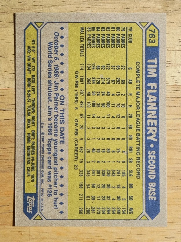 1987 Topps #763 Tim Flannery