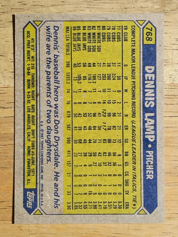 1987 Topps #768 Dennis Lamp