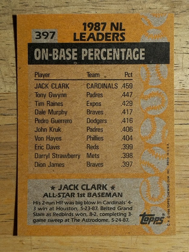 1988 Topps #397 Jack Clark AS
