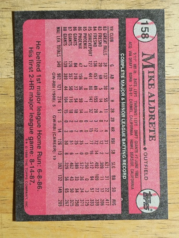 1989 Topps #158 Mike Aldrete