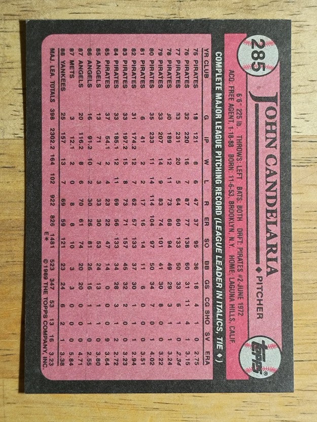 1989 Topps #285 John Candelaria