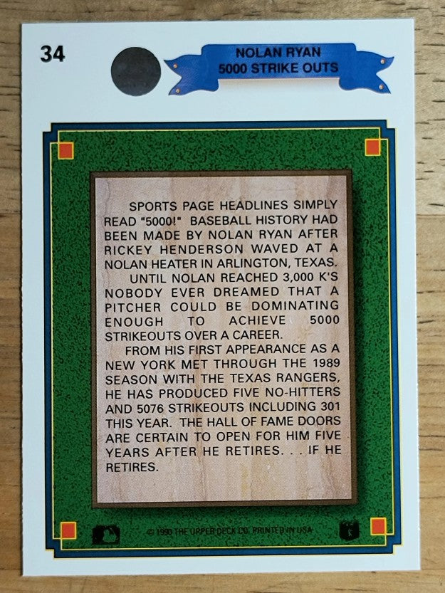 1990 Upper Deck #34 Nolan Ryan Special