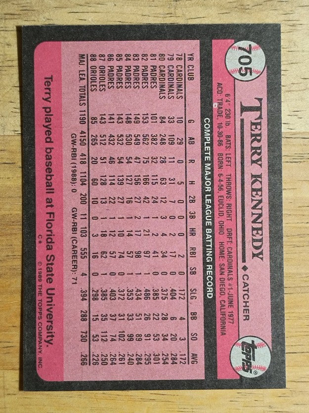 1989 Topps #705 Terry Kennedy