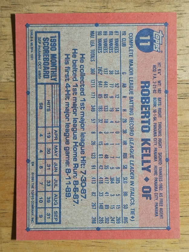 1991 Topps #11 Roberto Kelly