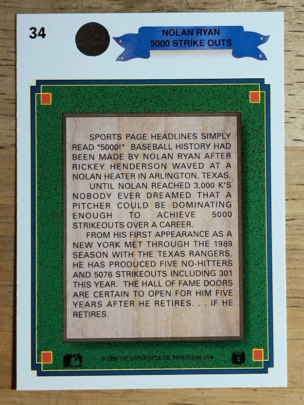 1990 Upper Deck #34 Nolan Ryan Special