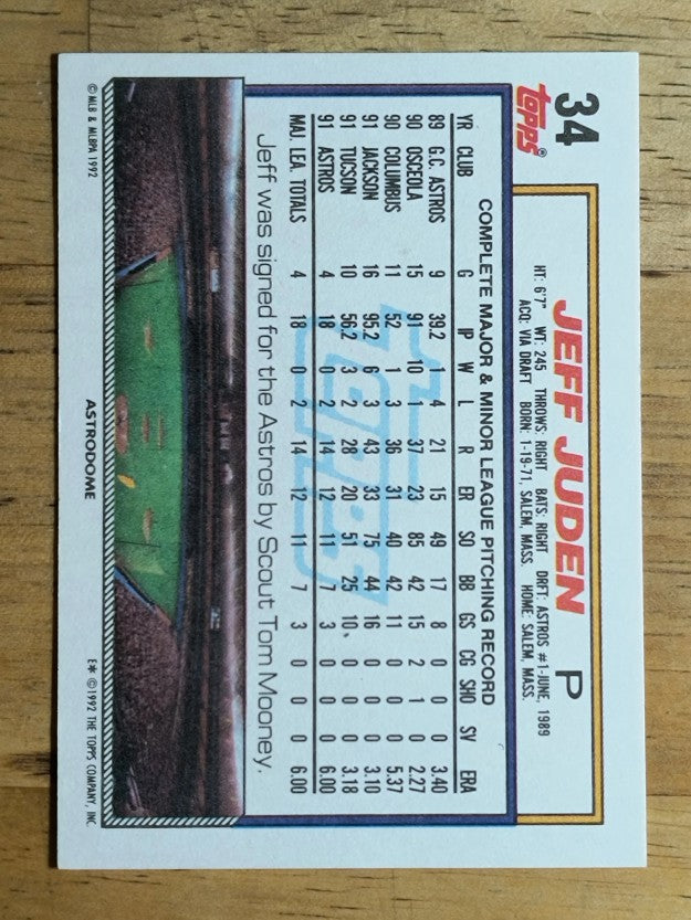 1992 Topps #34 Jeff Juden