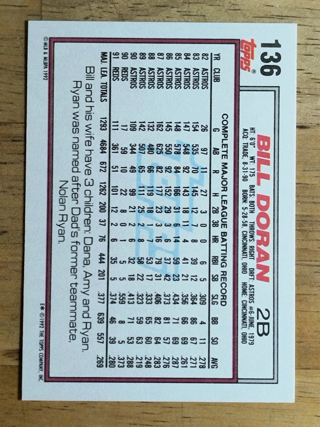 1992 Topps #136 Bill Doran
