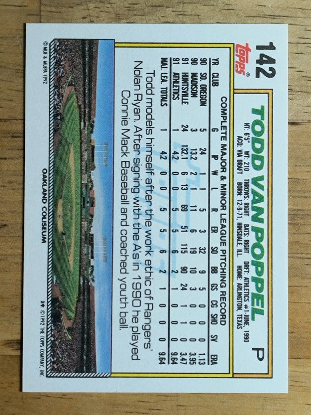 1992 Topps #142 Todd Van Poppel