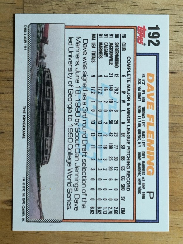 1992 Topps #192 Dave Fleming