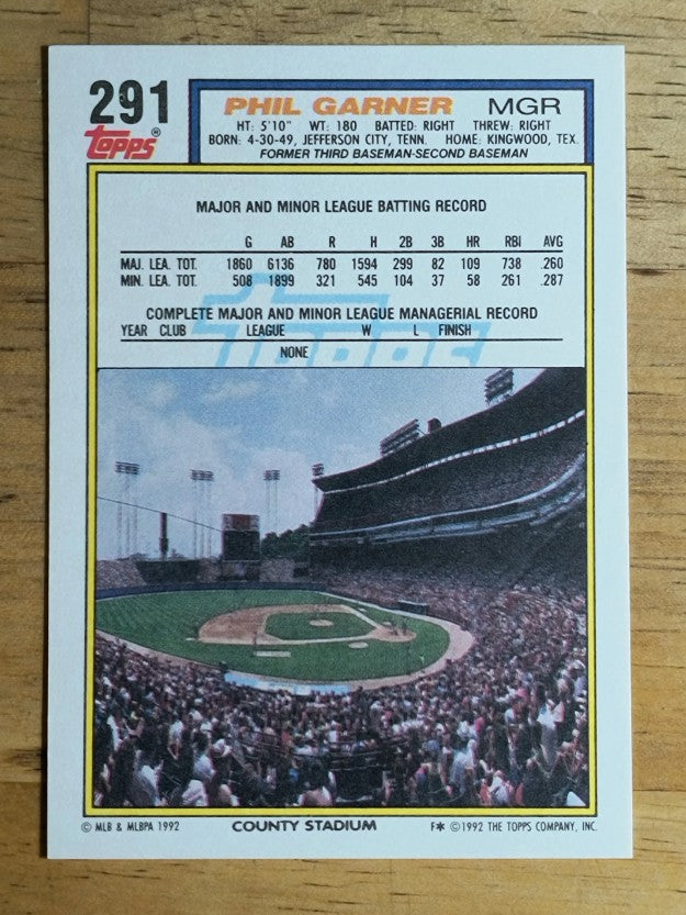1992 Topps #291 Phil Garner MG