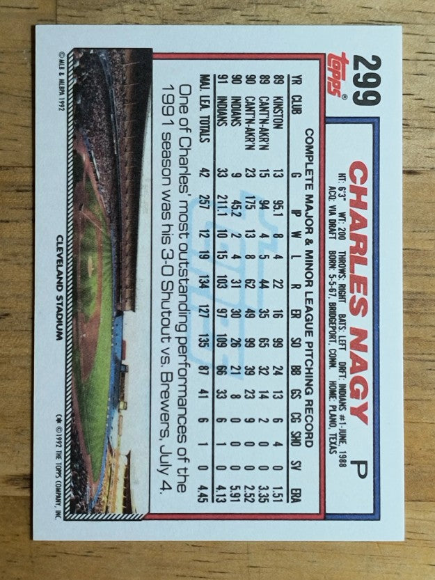 1992 Topps #299 Charles Nagy