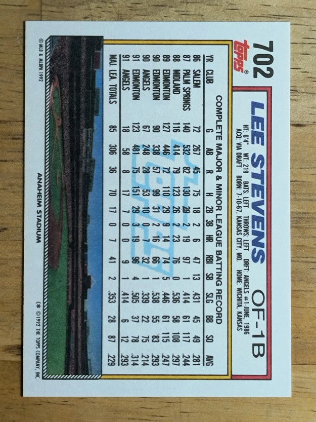 1992 Topps #702 Lee Stevens