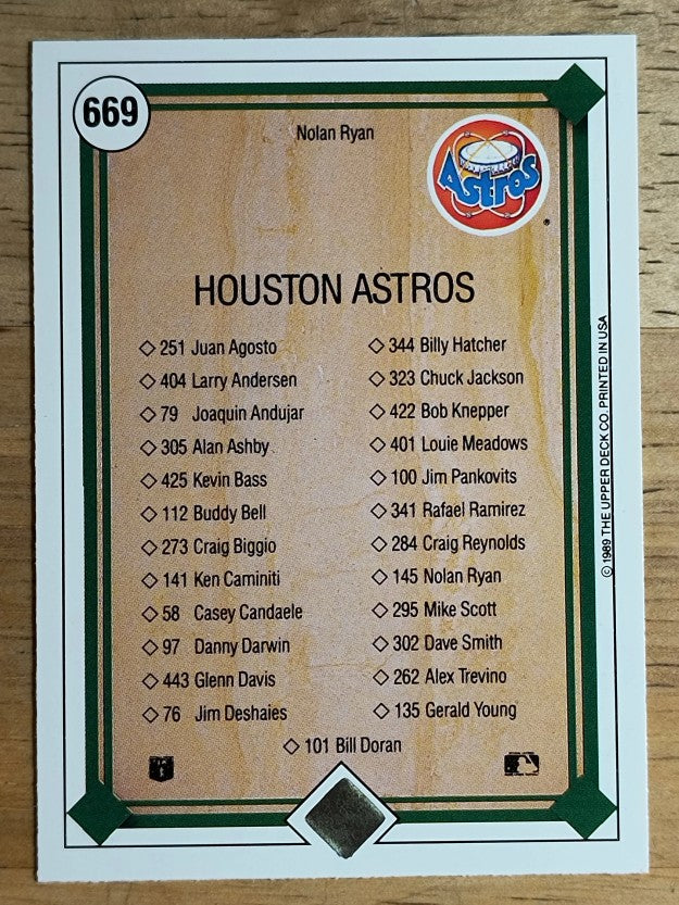 1989 Upper Deck #669 Nolan Ryan TC