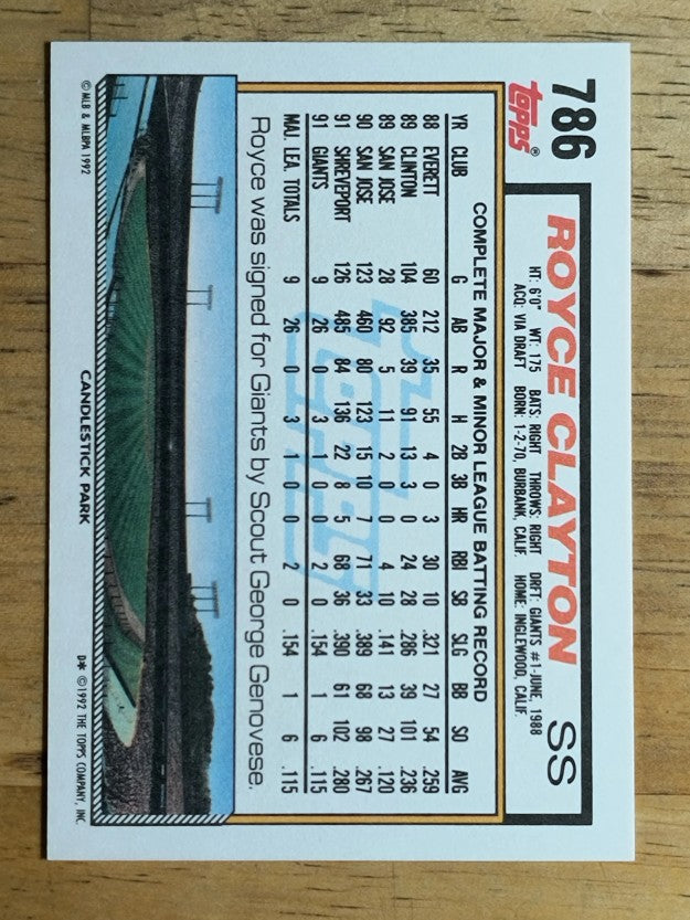 1992 Topps #786 Royce Clayton