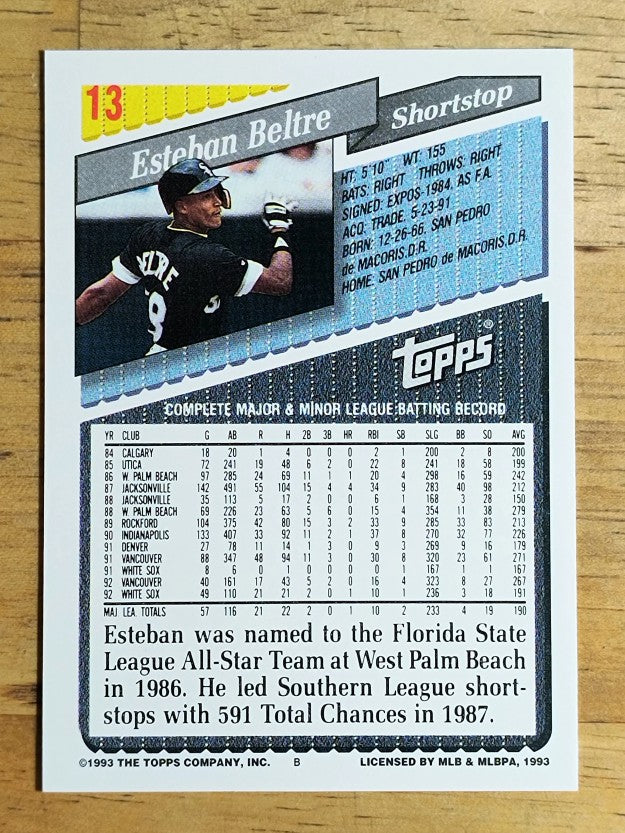 1993 Topps #13 Esteban Beltre