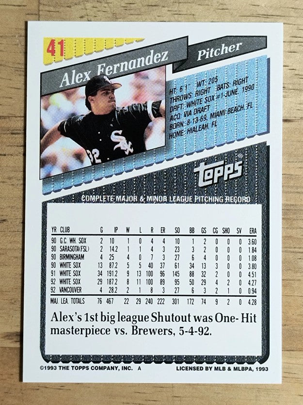 1993 Topps #41 Alex Fernandez