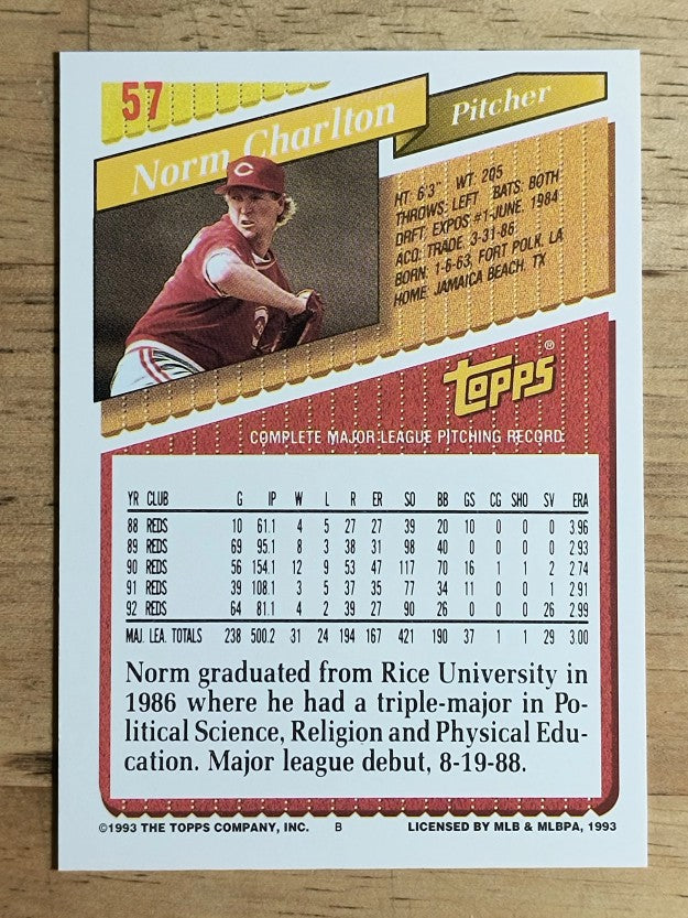 1993 Topps #57 Norm Charlton