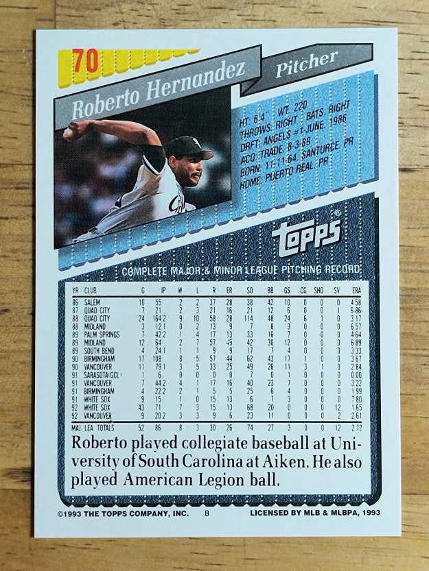 1993 Topps #70 Roberto Hernandez