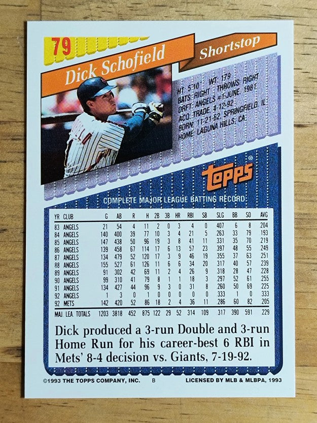 1993 Topps #79 Dick Schofield
