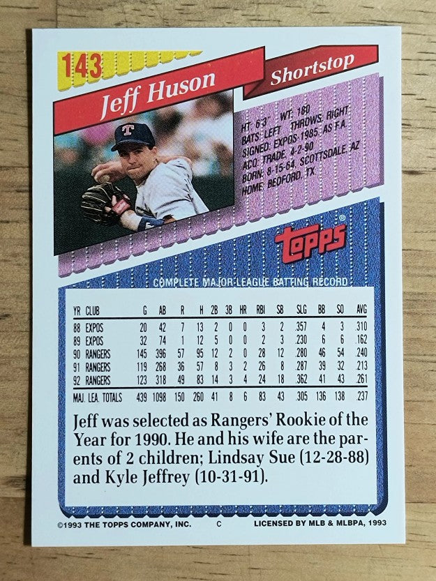 1993 Topps #143 Jeff Huson