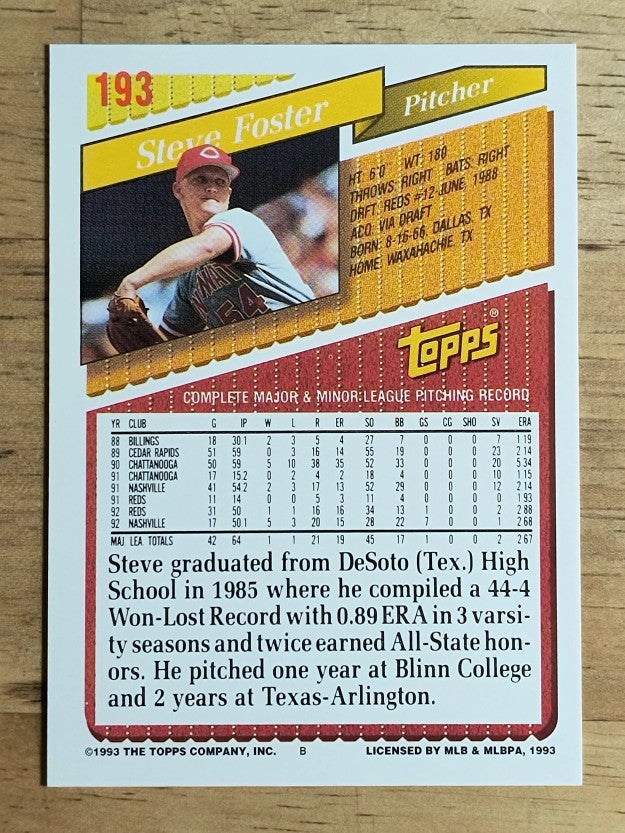 1993 Topps #193 Steve Foster