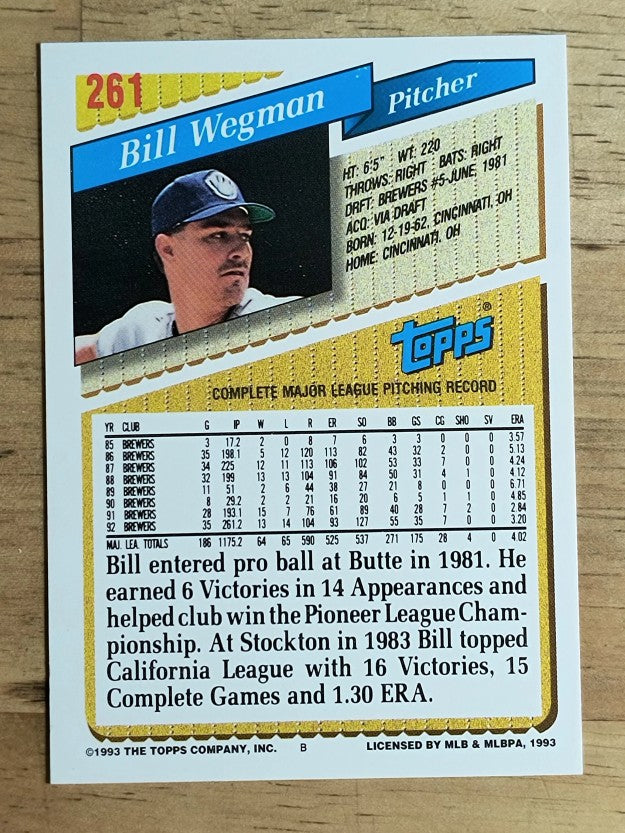 1993 Topps #261 Bill Wegman