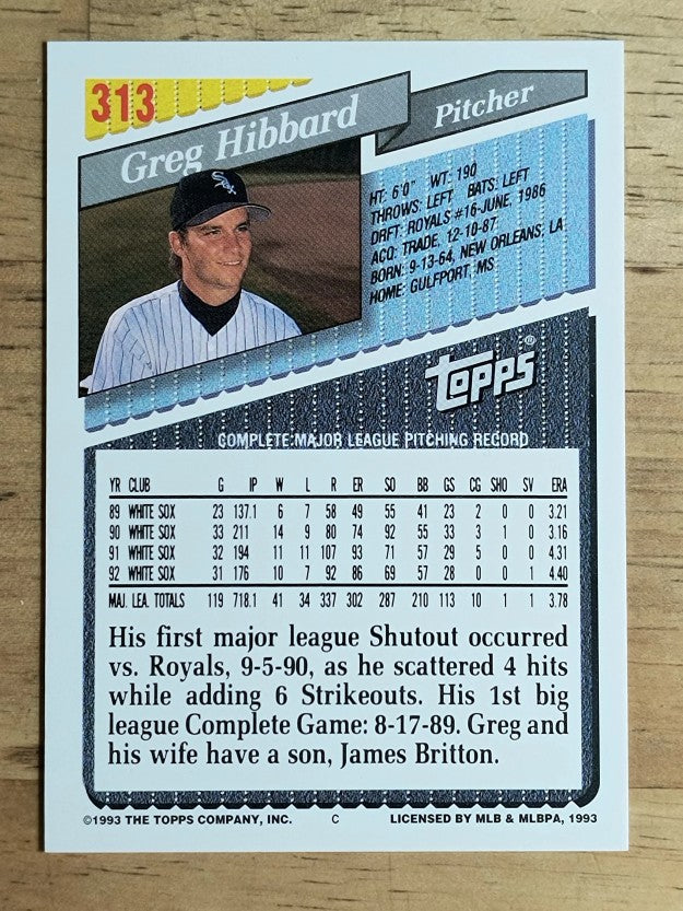 1993 Topps #313 Greg Hibbard