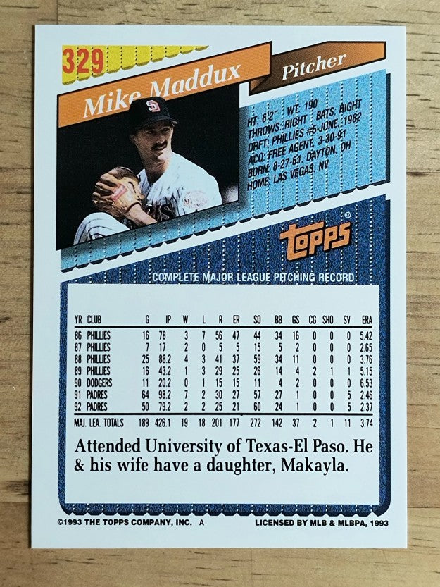 1993 Topps #329 Mike Maddux