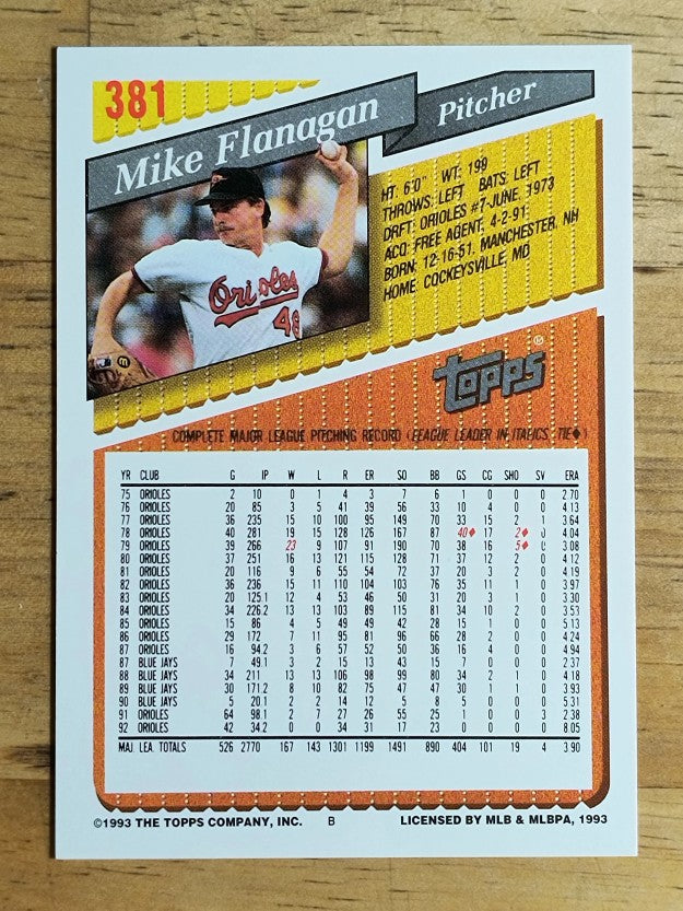 1993 Topps #381 Mike Flanagan
