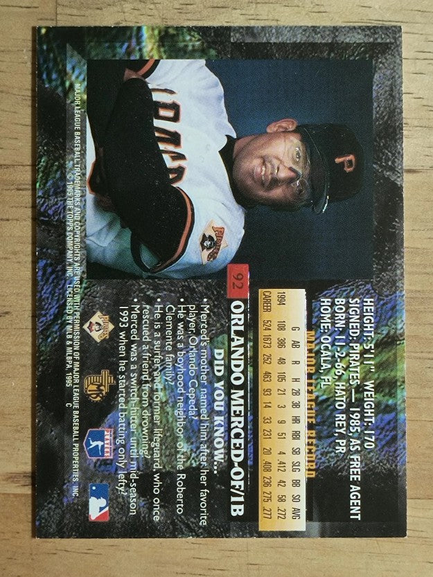 1995 Topps Embossed #92 Orlando Merced