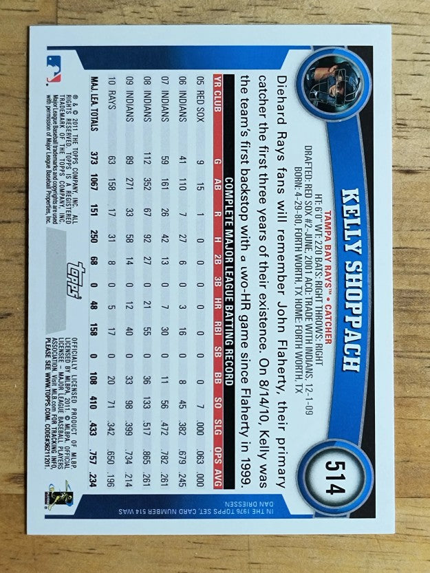 2011 Topps #514 Kelly Shoppach