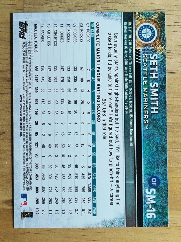 2015 Mariners Topps #SM16 Seth Smith