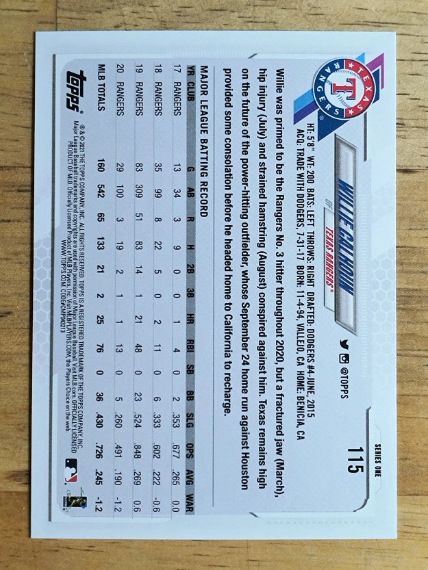 2021 Topps #115 Willie Calhoun