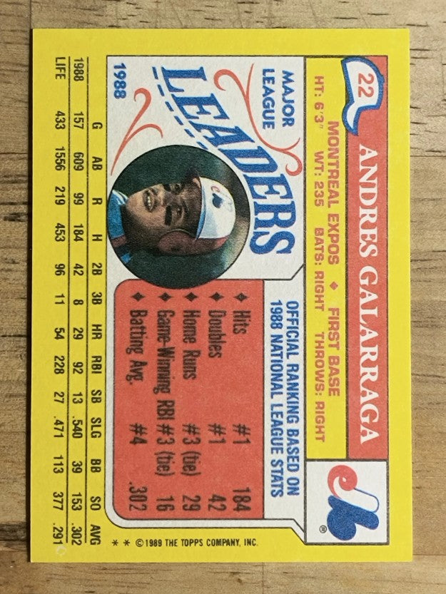 1989 Topps Mini Leaders #22 Andres Galarraga