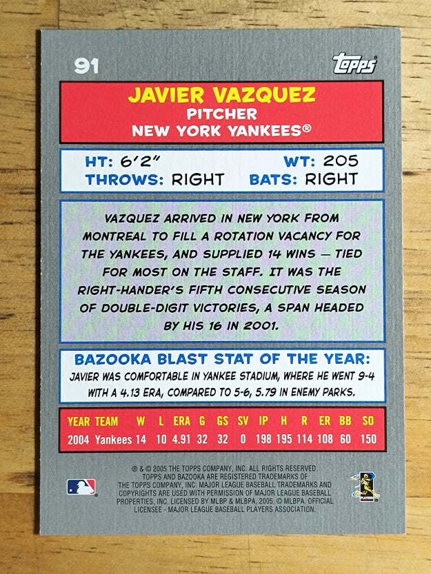 2005 Bazooka #91 Javier Vazquez