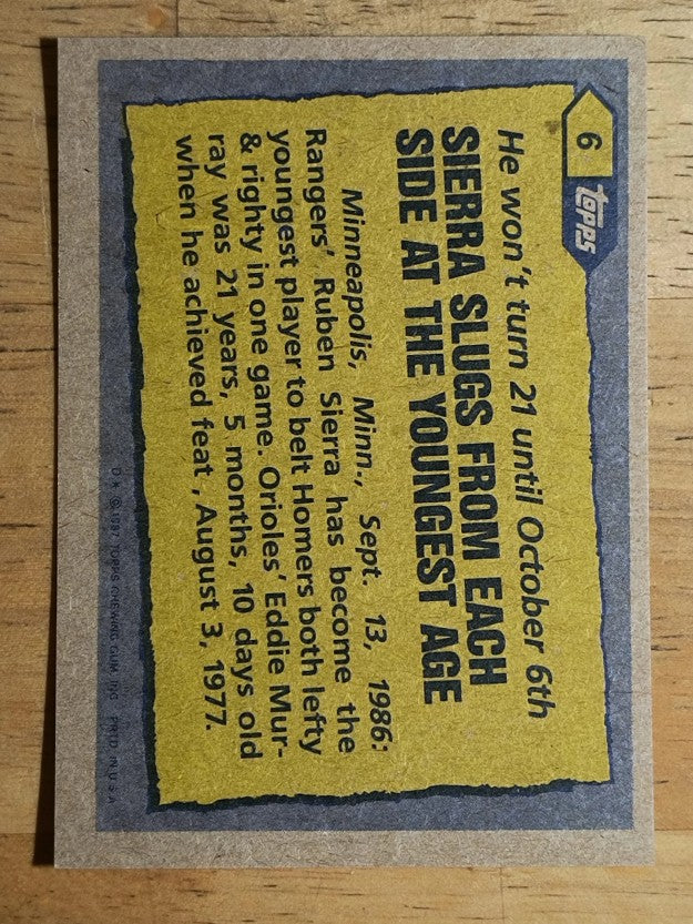 1987 Topps #6 Ruben Sierra RB