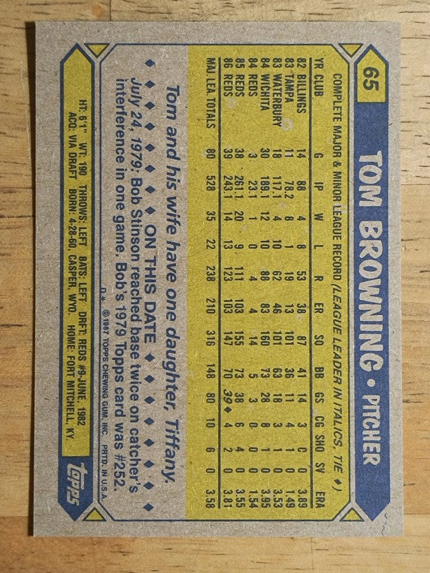 1987 Topps #65 Tom Browning