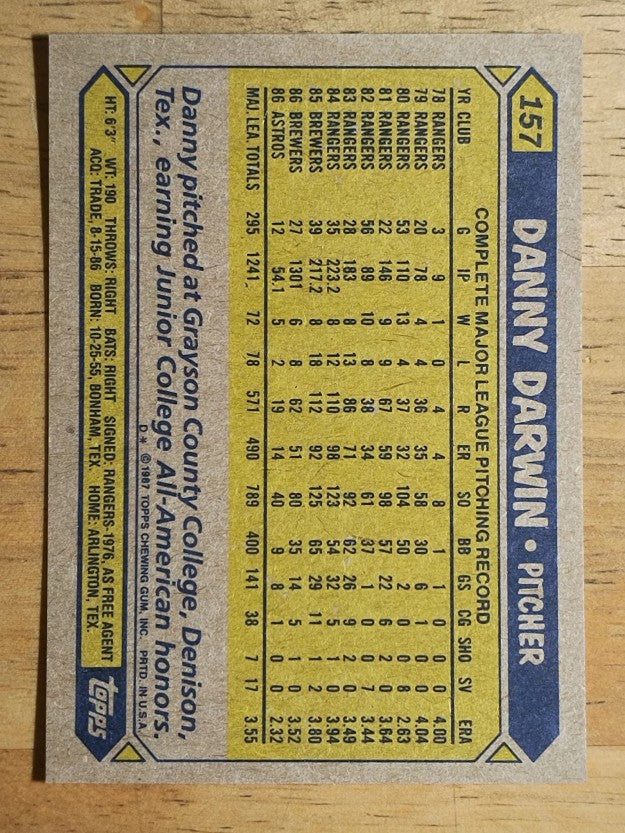 1987 Topps #157 Danny Darwin