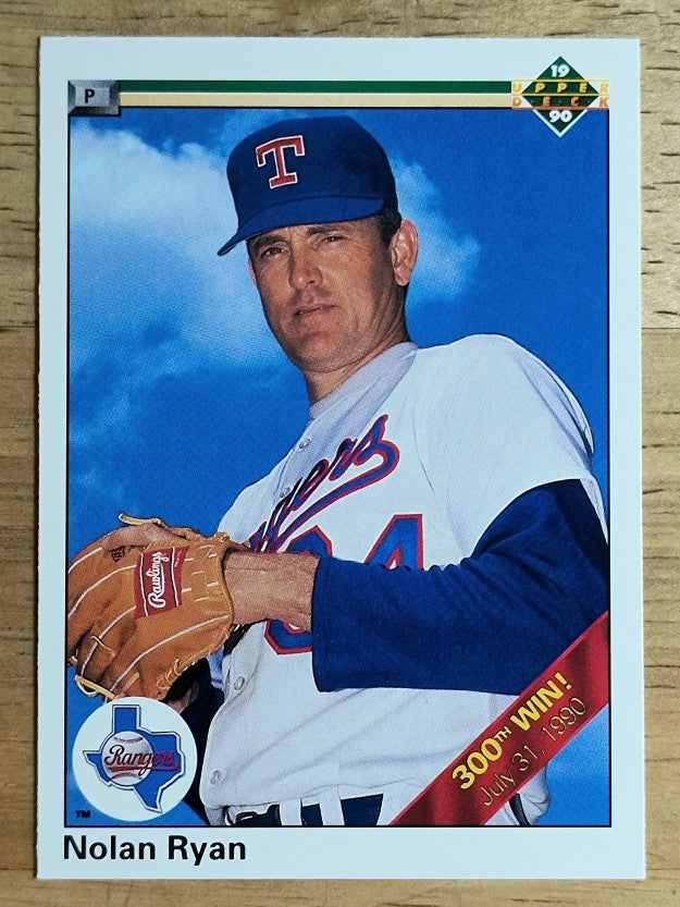 1990 Upper Deck #734B Nolan Ryan/stripe added on card front for 300th win