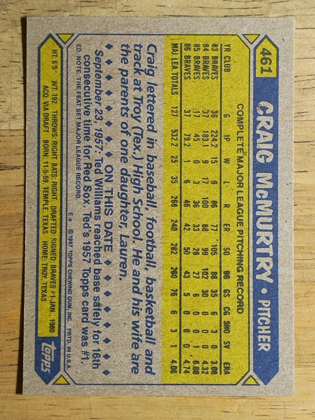 1987 Topps #461 Craig McMurtry