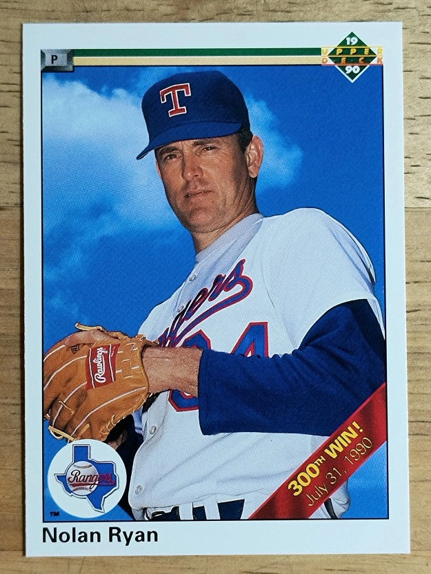 1990 Upper Deck #734B Nolan Ryan/stripe added on card front for 300th win
