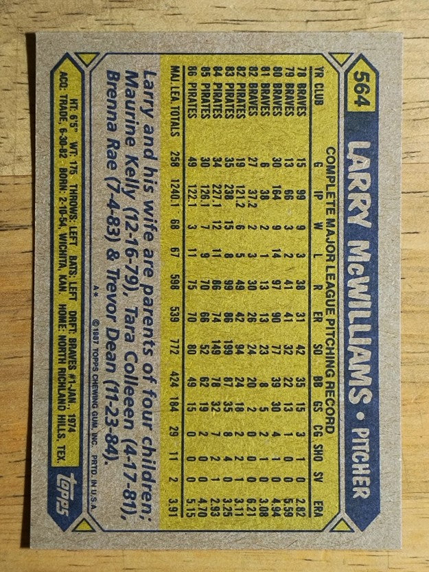 1987 Topps #564 Larry McWilliams