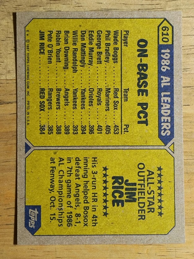 1987 Topps #610 Jim Rice AS