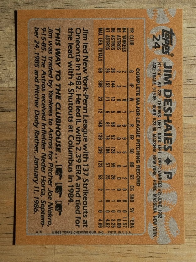 1988 Topps #24 Jim Deshaies