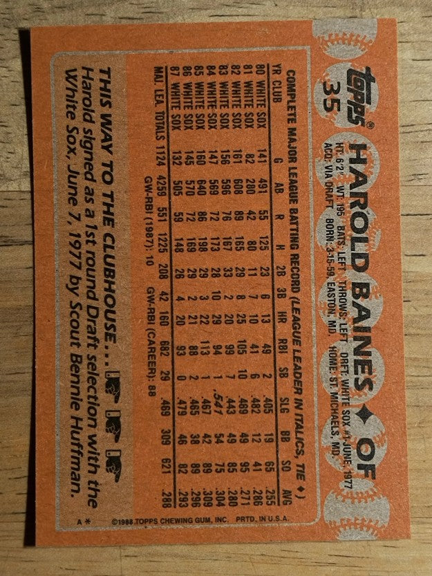 1988 Topps #35 Harold Baines